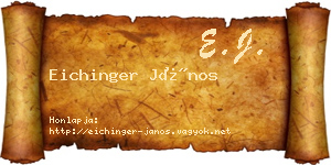 Eichinger János névjegykártya